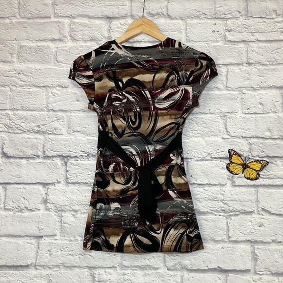 SUZY Shier Swirl Print Tie Back Top Size Small - Picture 6 of 10